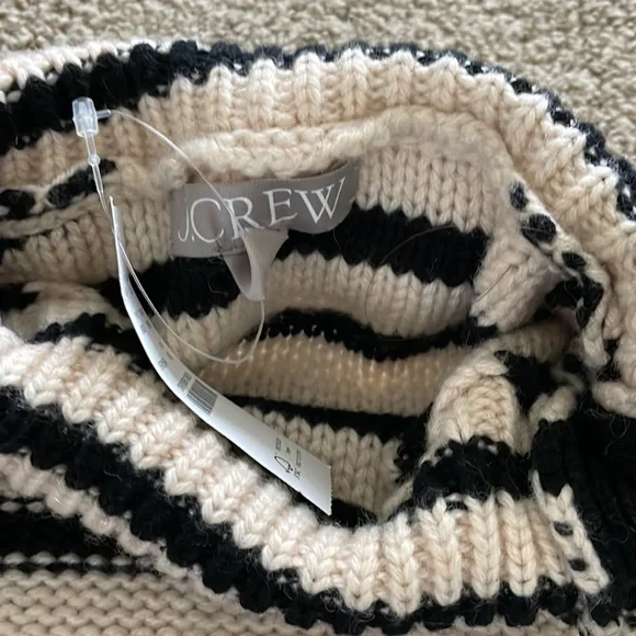 J. Crew Cable-knit mockneck pullover in stripe with jewel buttons - Picture 3 of 5